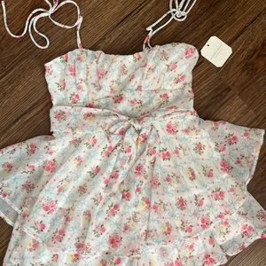 Altar'd State Floral Kids One Piece - White and Pink